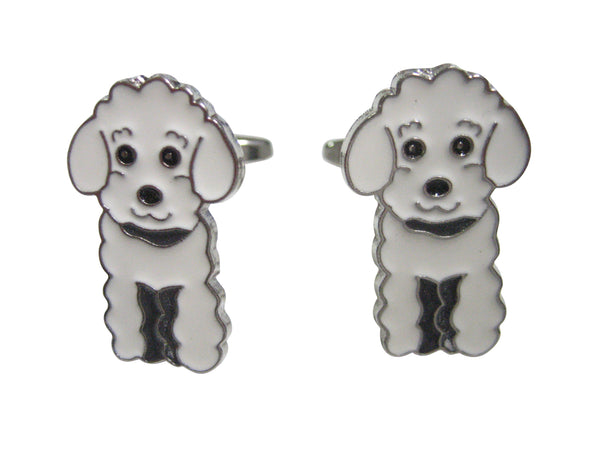 White Toned Poodle Dog Cufflinks
