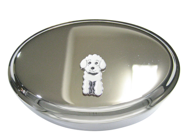 White Toned Poodle Dog Oval Trinket Jewelry Box