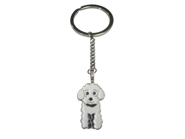 White Toned Poodle Dog Pendant Keychain