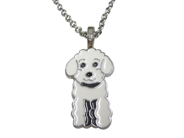 White Toned Poodle Dog Pendant Necklace