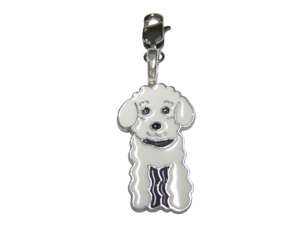 White Toned Poodle Dog Pendant Zipper Pull Charm