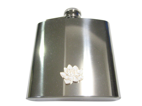 White Toned Sacred Lotus Water Lily Flower 6oz Flask
