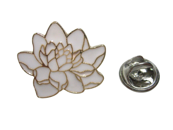 White Toned Sacred Lotus Water Lily Flower Lapel Pin