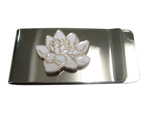 White Toned Sacred Lotus Water Lily Flower Money Clip