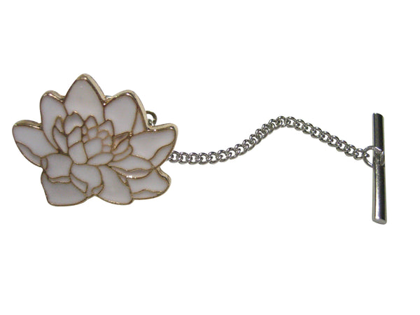 White Toned Sacred Lotus Water Lily Flower Tie Tack