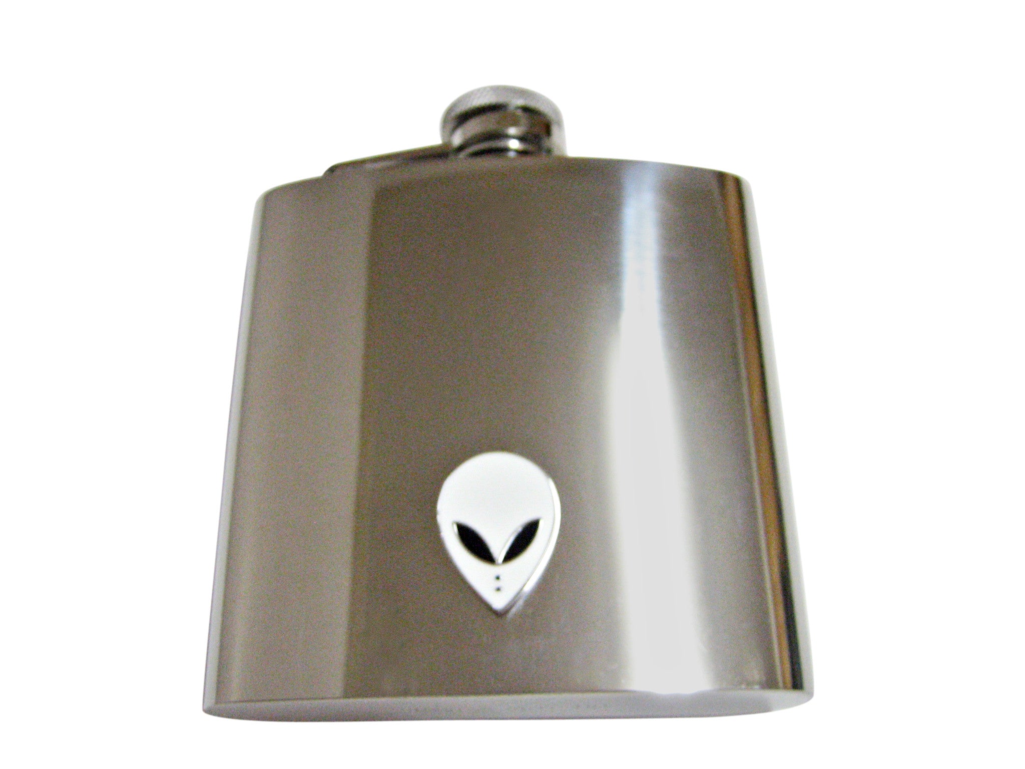 White Alien Head 6 Oz. Stainless Steel Flask