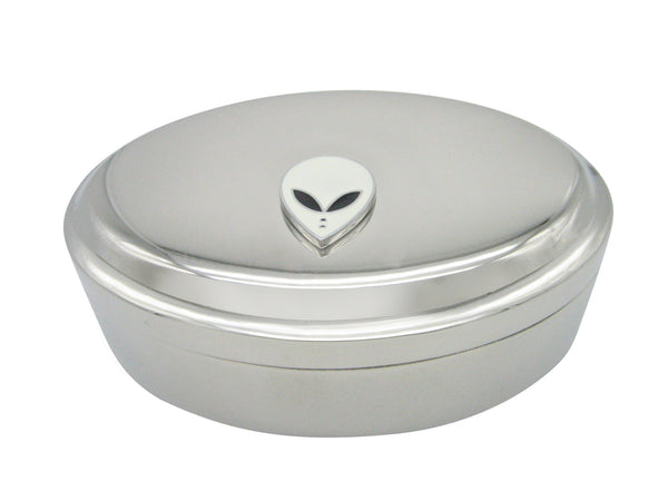 White Alien Head Pendant Oval Trinket Jewelry Box