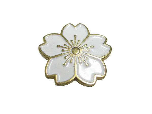 White Cherry Blossom Flower Magnet