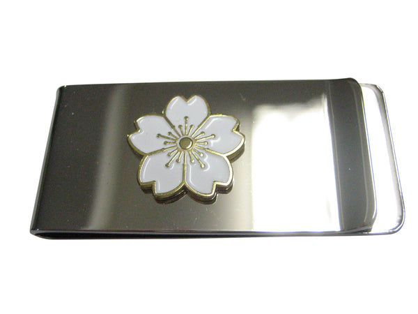 White Cherry Blossom Flower Money Clip