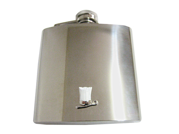 White Culinary Chef Hat and Spoon 6 Oz. Stainless Steel Flask