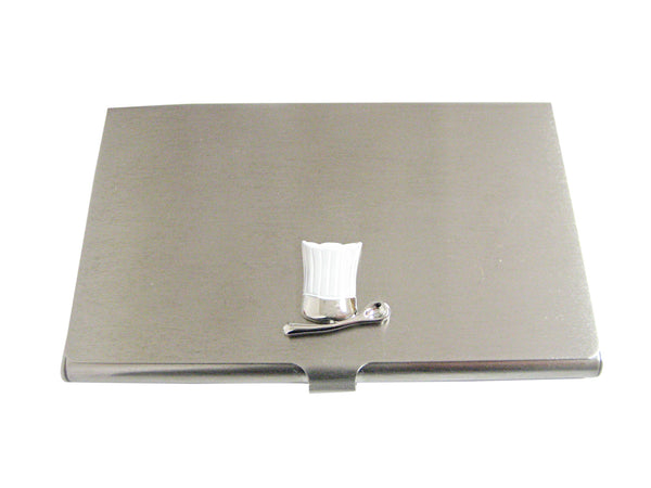 White Culinary Chef Hat and Spoon Business Card Holder