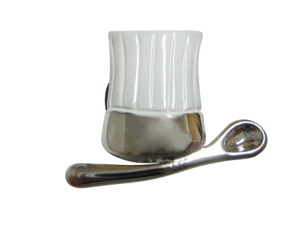 White Culinary Chef Hat and Spoon Magnet