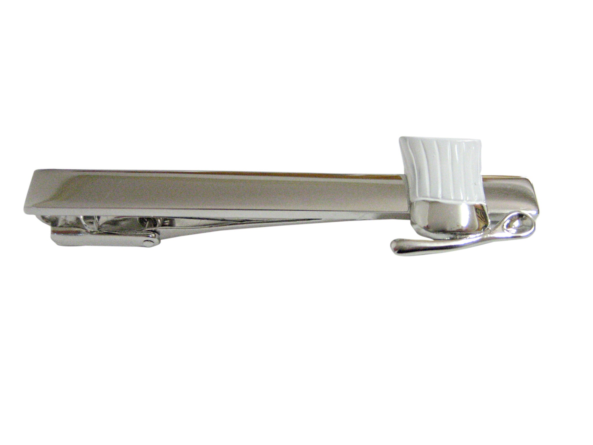 White Culinary Chef Hat and Spoon Square Tie Clip