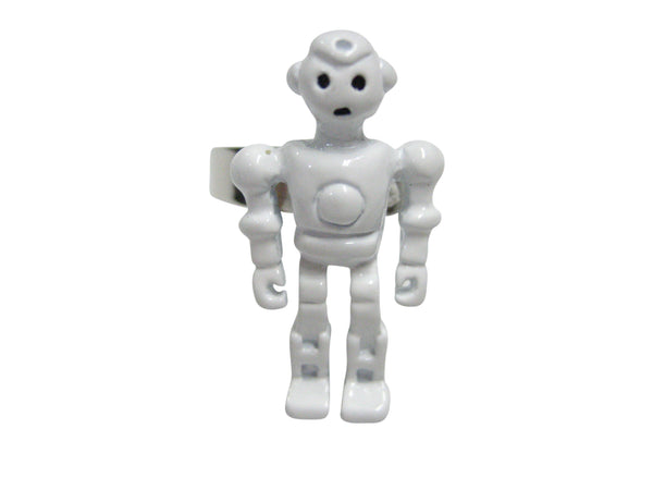 White Full Creepy Robot Adjustable Size Fashion Ring