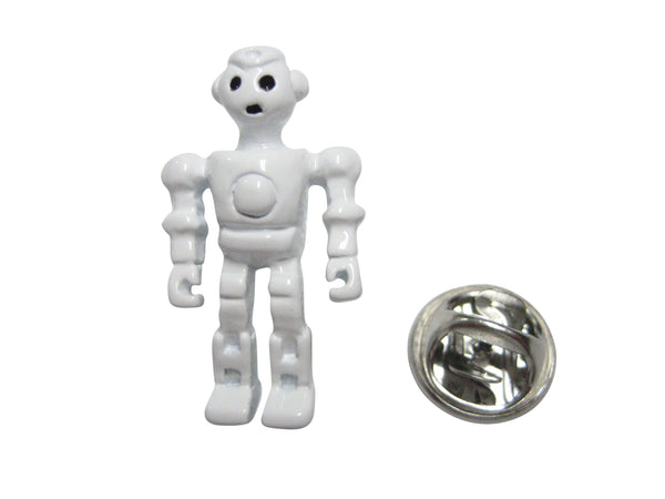 White Full Creepy Robot Lapel Pin