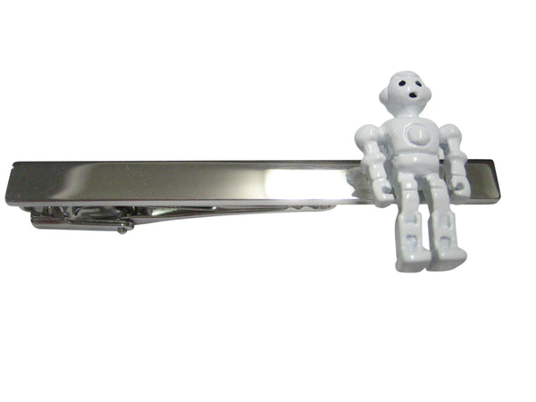 White Full Creepy Robot Tie Clip