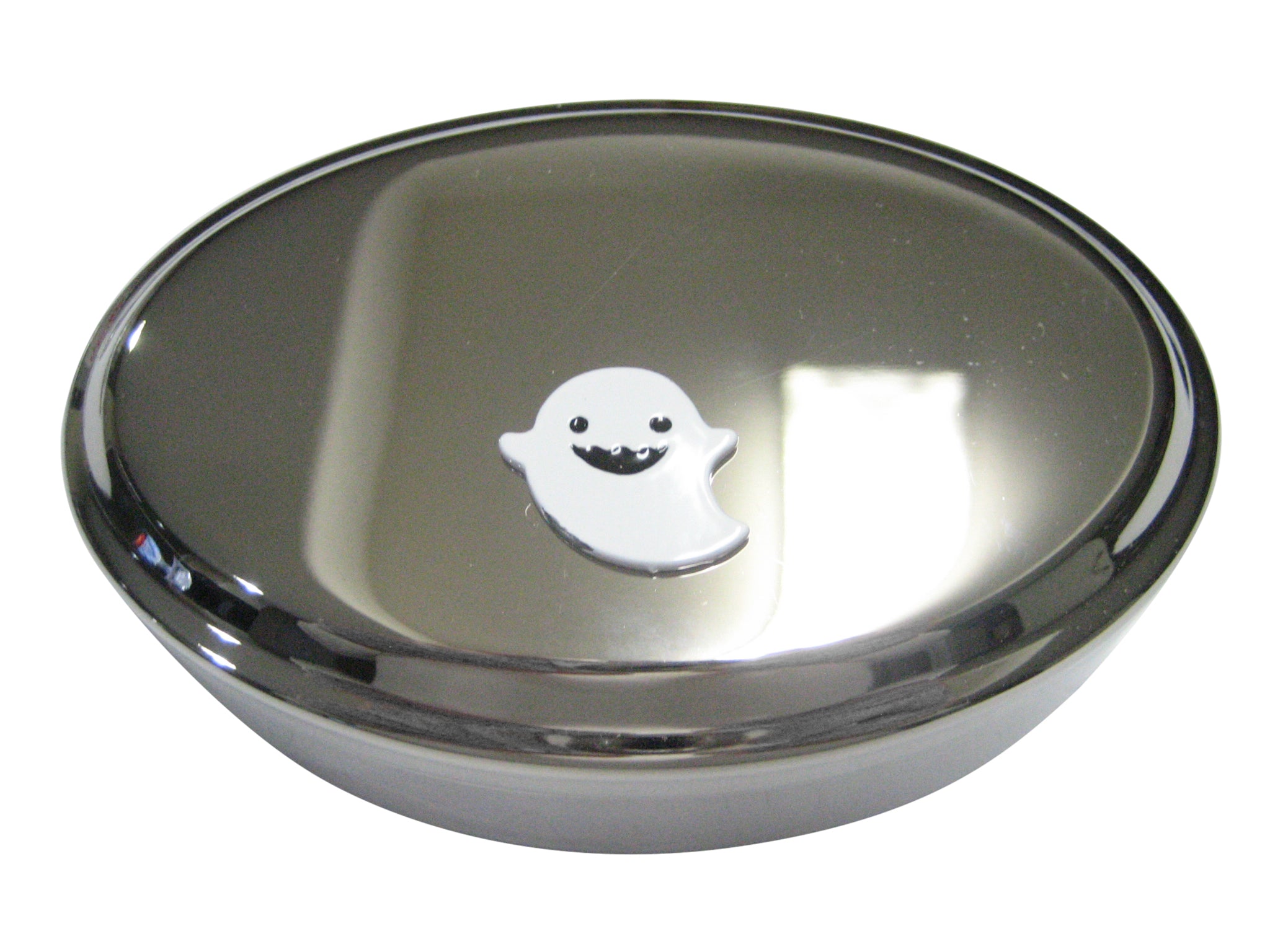 White Ghost Oval Trinket Jewelry Box