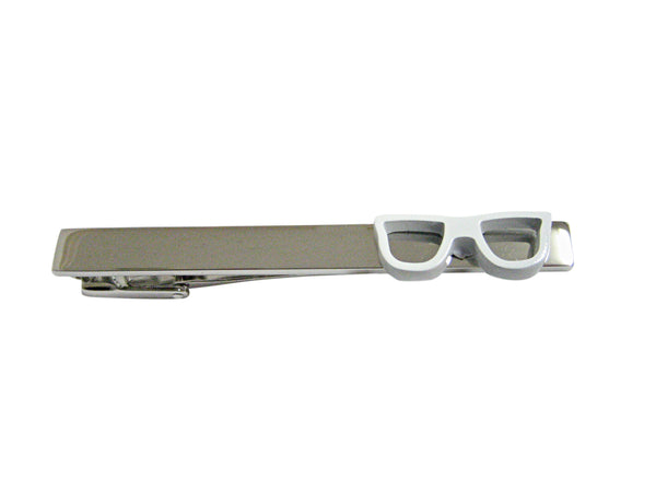 White Glasses Square Tie Clip
