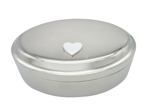 White Heart Love Pendant Oval Trinket Jewelry Box