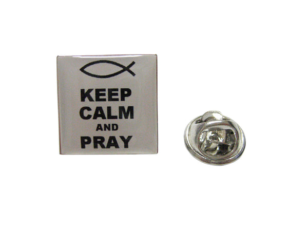 White Keep Calm and Pray Pendant Lapel Pin