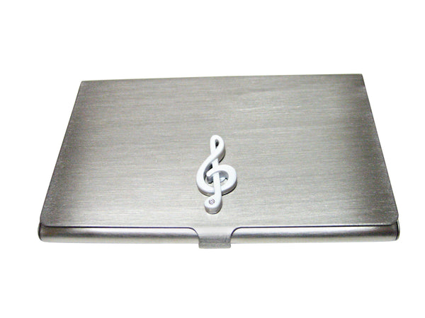 White Musical Treble Note Business Card Holder