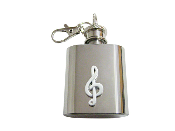 White Musical Treble Note 1 Oz. Stainless Steel Key Chain Flask