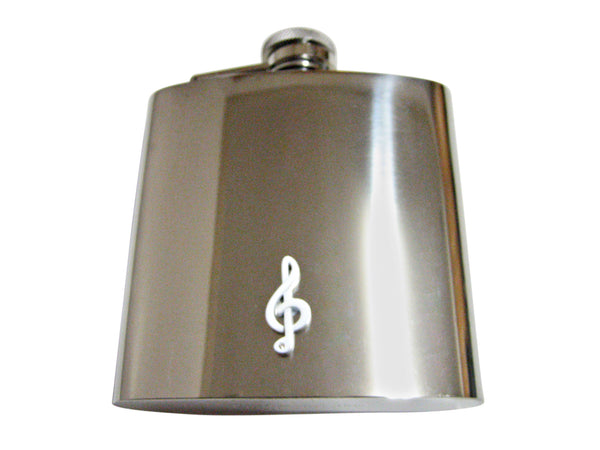 White Musical Treble Note 6 Oz. Stainless Steel Flask