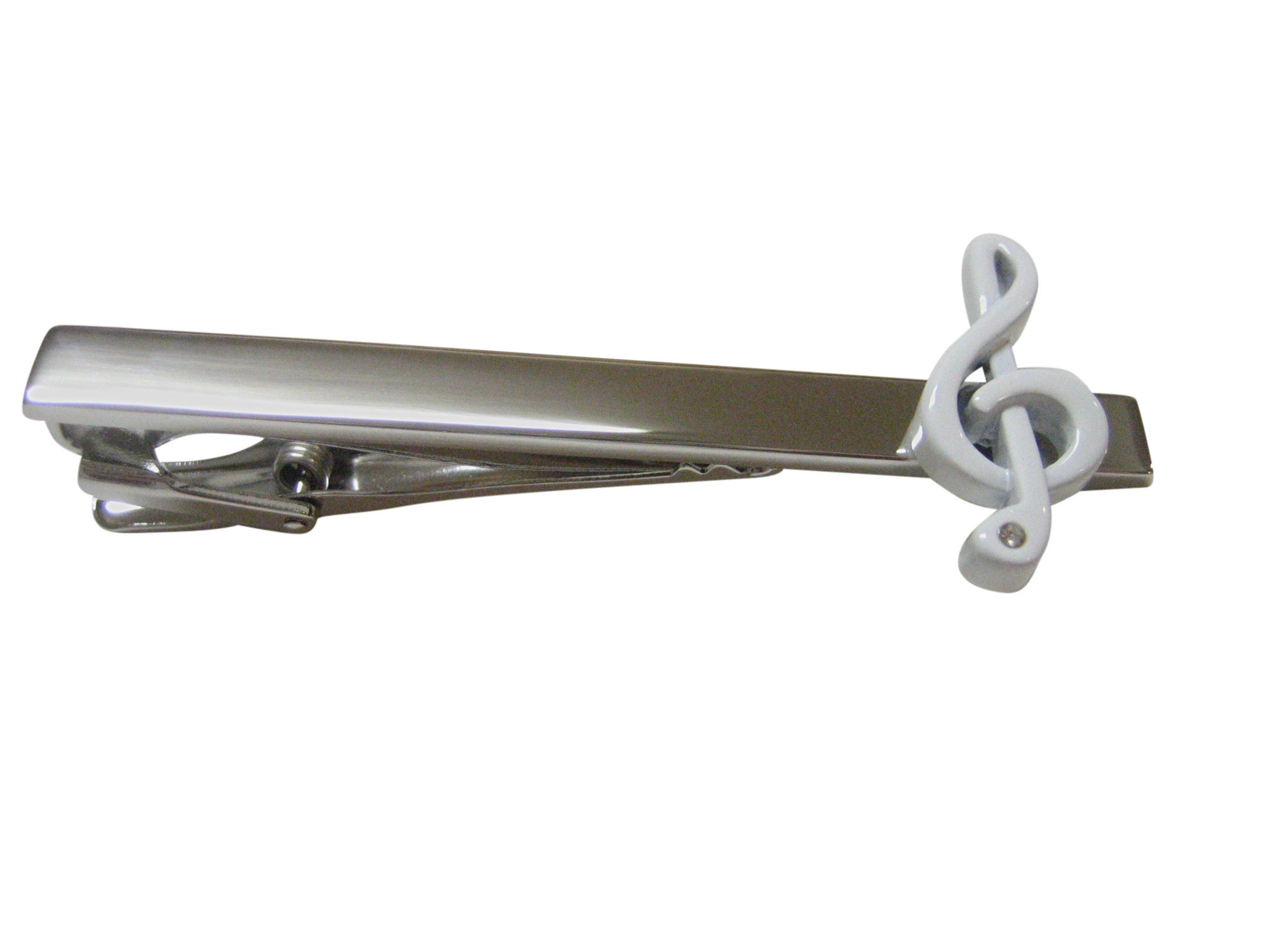White Musical Treble Note Square Tie Clip