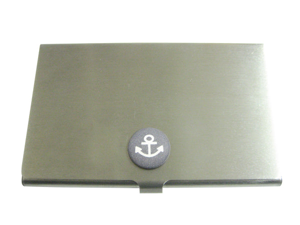 White Nautical Anchor Pendant Business Card Holder