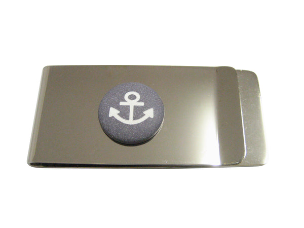 White Nautical Anchor Pendant Money Clip