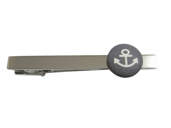 White Nautical Anchor Pendant Square Tie Clip