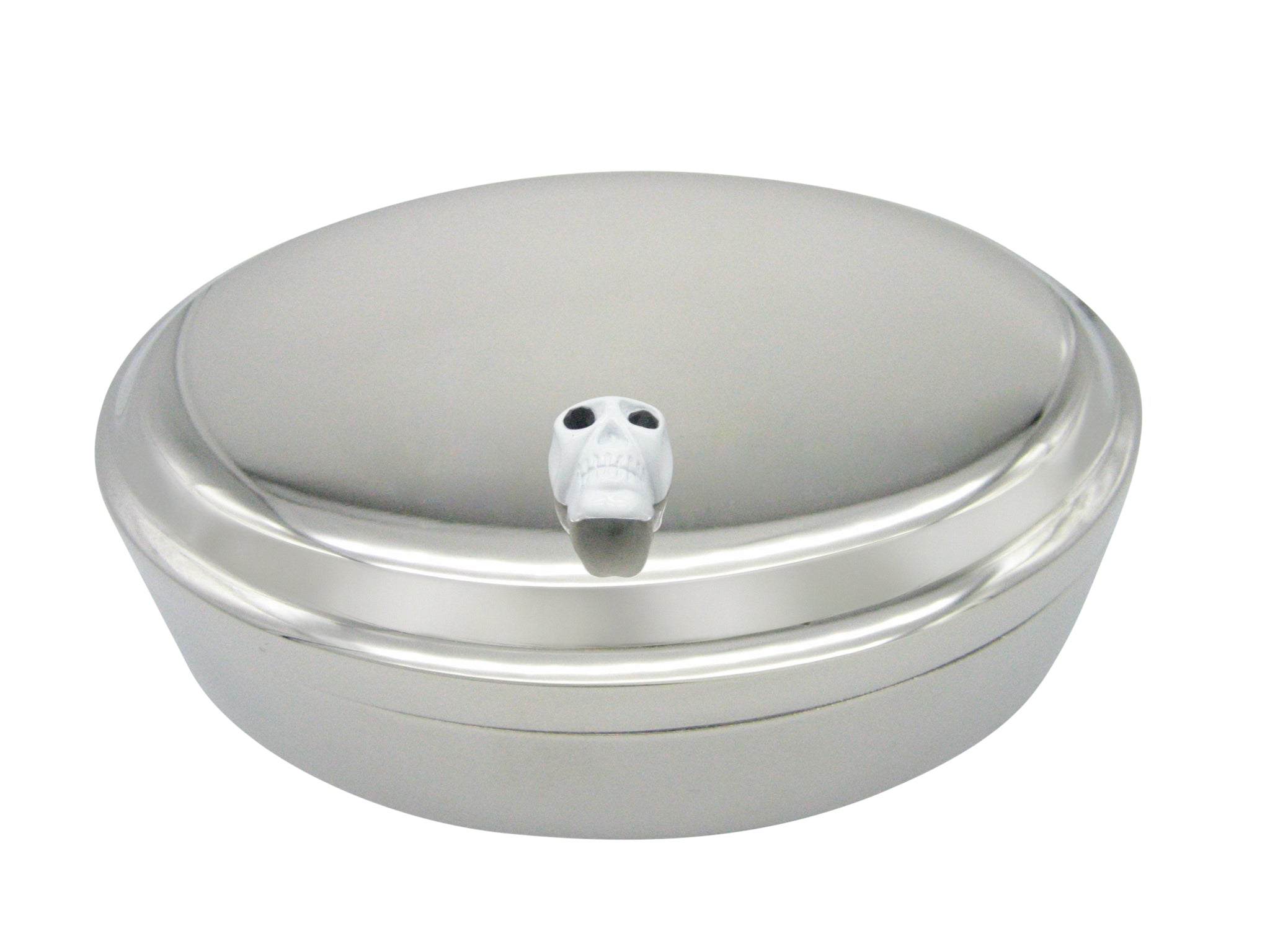 White Skull Pendant Oval Trinket Jewelry Box