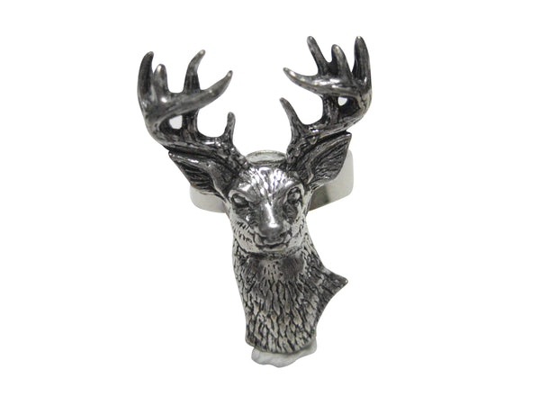 White Tailed Stag Deer Head Adjustable Size Fashion Ring