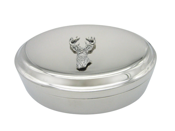 White Tailed Stag Deer Head Oval Trinket Jewelry Box