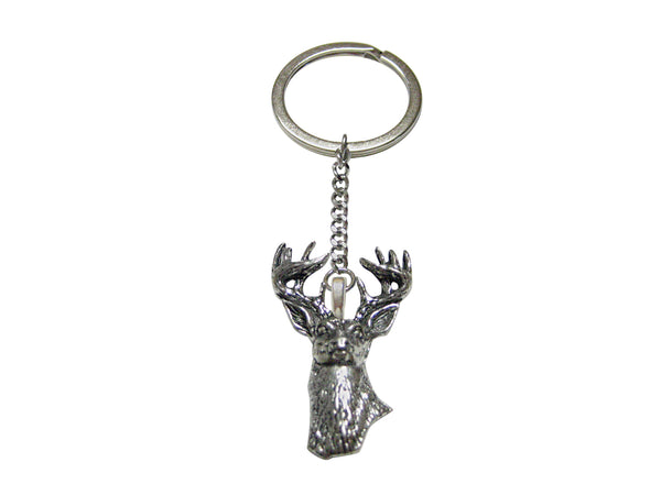 White Tailed Stag Deer Head Pendant Keychain