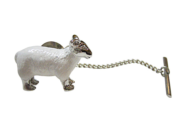 White and Silver Toned Sheep Tie Tack