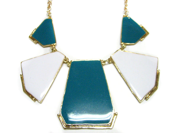 White and Turquoise Geometric Necklace