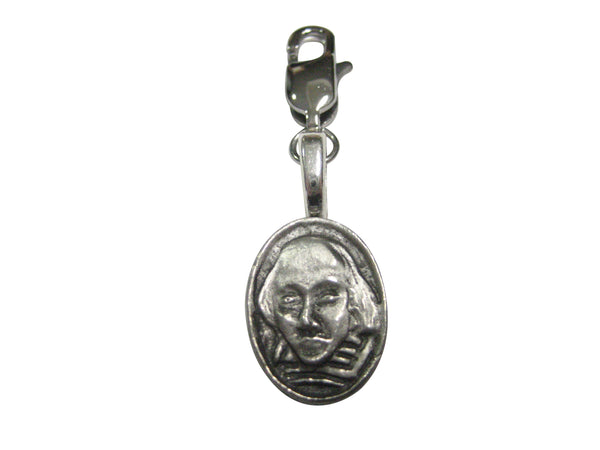 William Shakespeare Head Oval Pendant Zipper Pull Charm