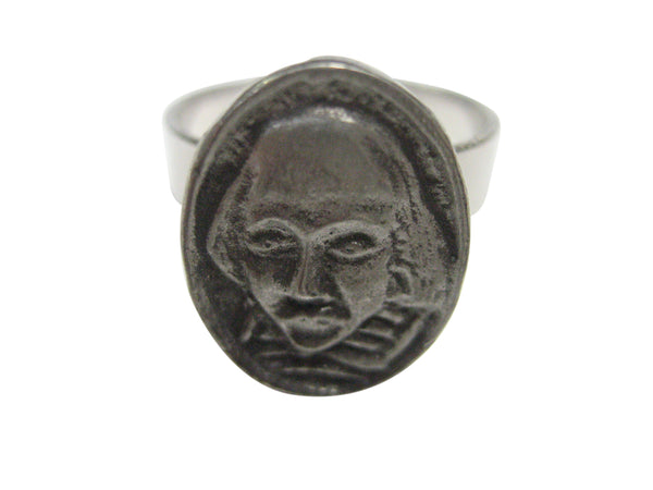 William Shakespeare Head Oval Pendant Adjustable Size Fashion Ring