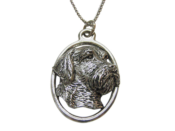 Wire Hair Dog Large Oval Pendant Necklace