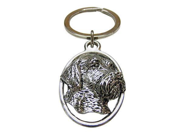 Wire Hair Dog Oval Key Chain