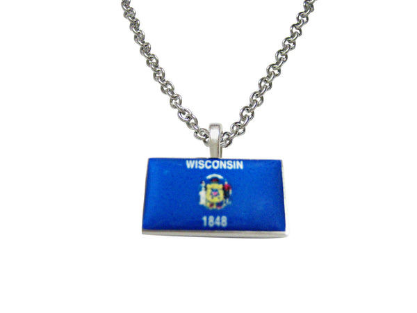 Wisconsin State Flag Pendant Necklace