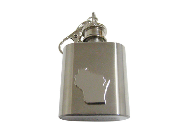Wisconsin State Map Shape 1 Oz. Stainless Steel Key Chain Flask