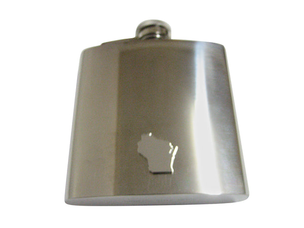 Wisconsin State Map Shape 6 Oz. Stainless Steel Flask