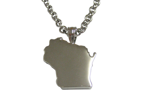 Wisconsin State Map Shape Pendant Necklace