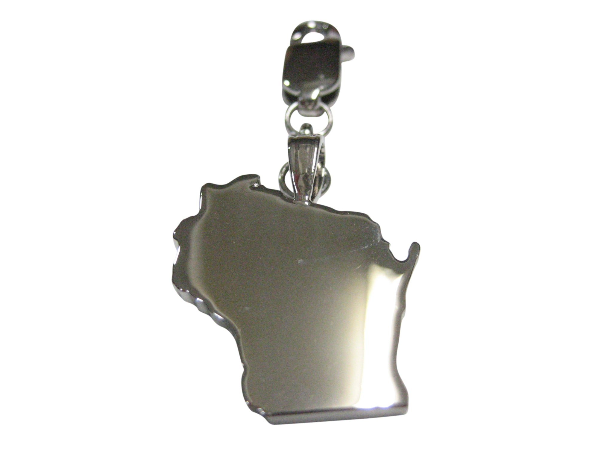 Wisconsin State Map Shape Pendant Zipper Pull Charm