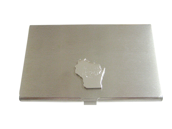 Wisconsin State Map Shape and Flag Design Business Card Holder