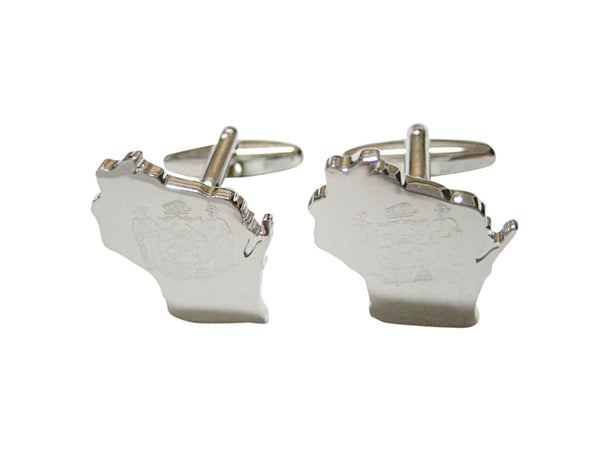Wisconsin State Map Shape and Flag Design Cufflinks