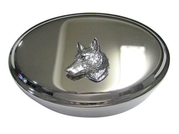 Wolf Head Oval Trinket Jewelry Box