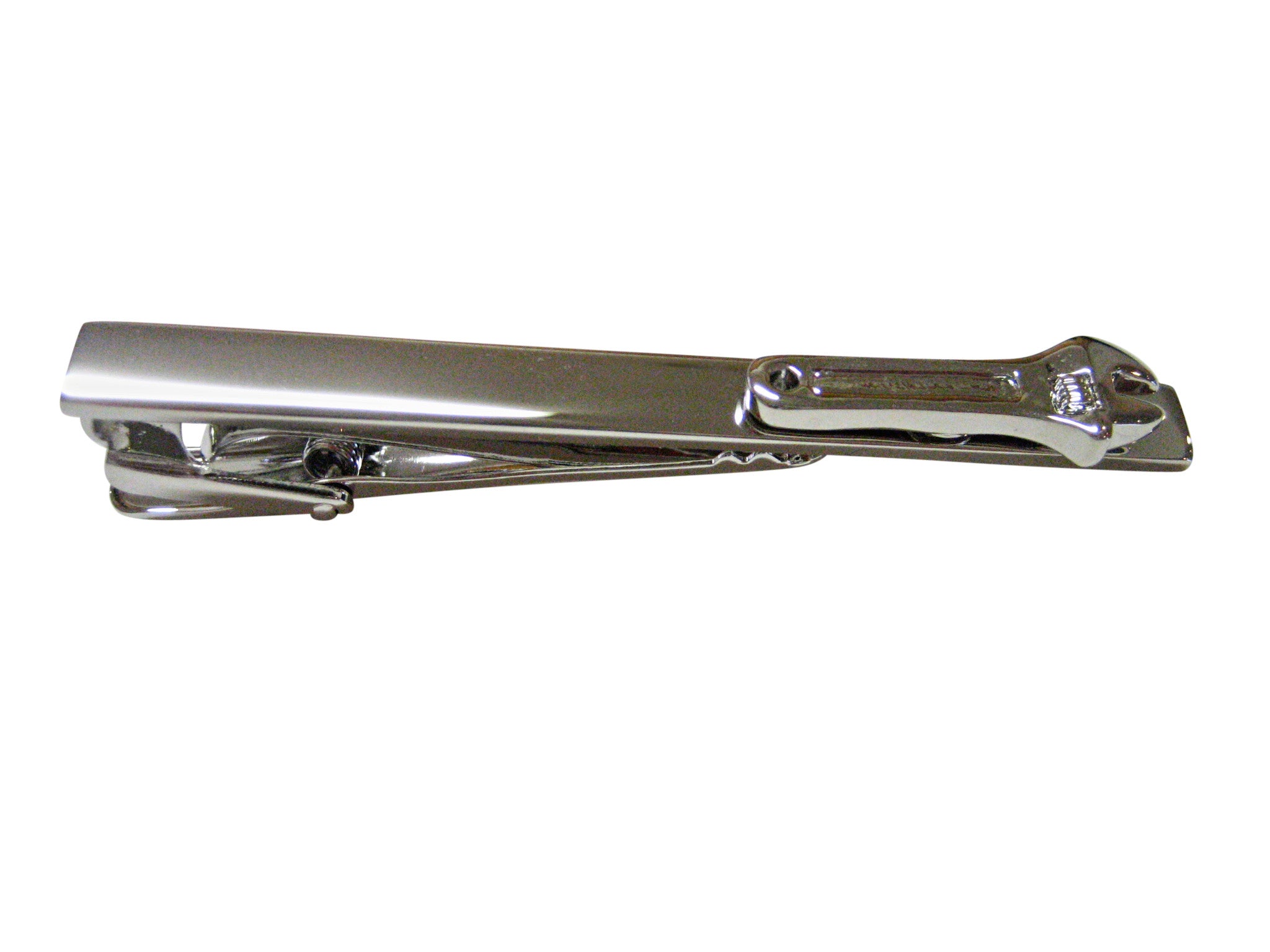Silver Toned Wrench Tool Square Tie Clip